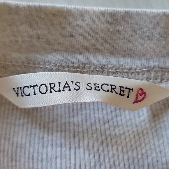 VICTORIA'S SECRET Gray Cropped Thermal Drop Shoulder Athleisure Lounge Top Sz M - Picture 5 of 10